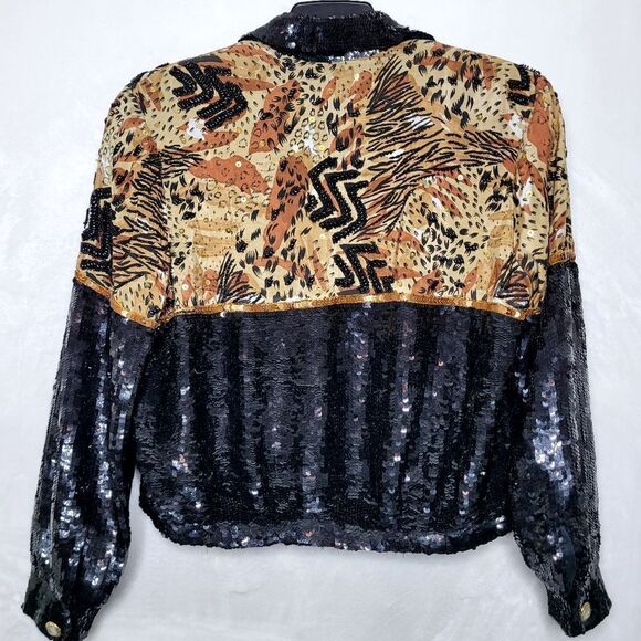 Vintage Modi Silk Sequin Jacket Size Large 10-12 - Picture 6 of 9